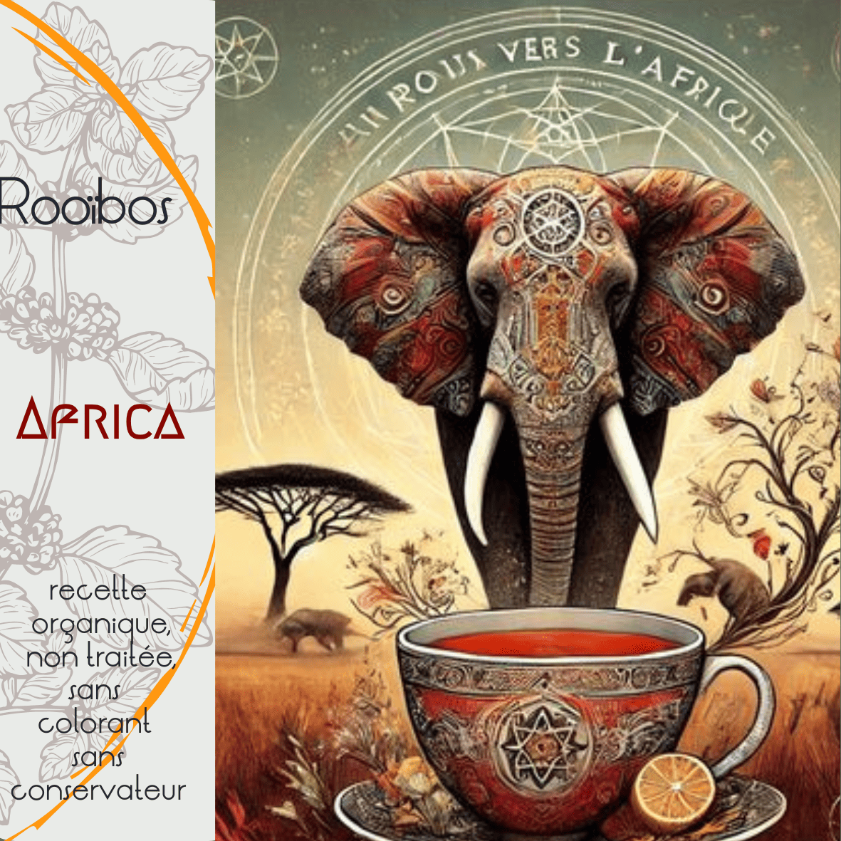 Rooibos Africa LEGBA, infusion mangue menthe citron à base de rooibos naturel, honeybush, papaye et citronnelle